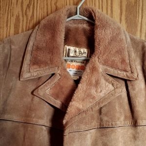 Vintage Jack Fraser Shearling Suede Leather Coat 42 M 70s